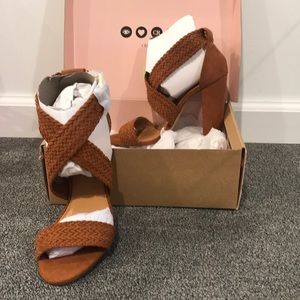 Cognac Braided Strappy Sandal.